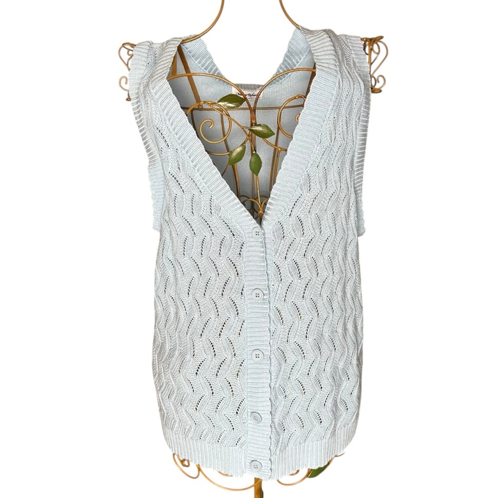Anthony Richards Light Blue Vintage Knit Sweater Vest - Women’s Size XL